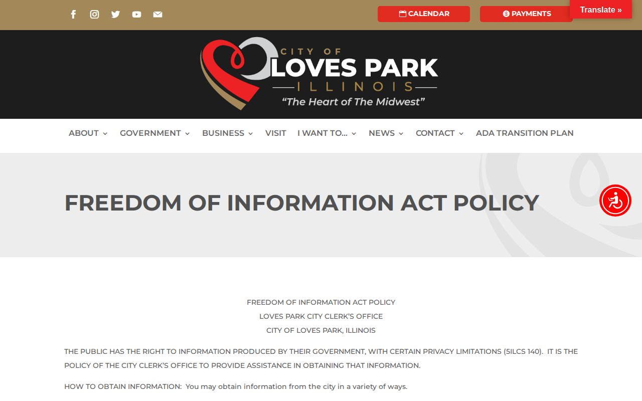 Loves Park arrest records and FOIA request policy
