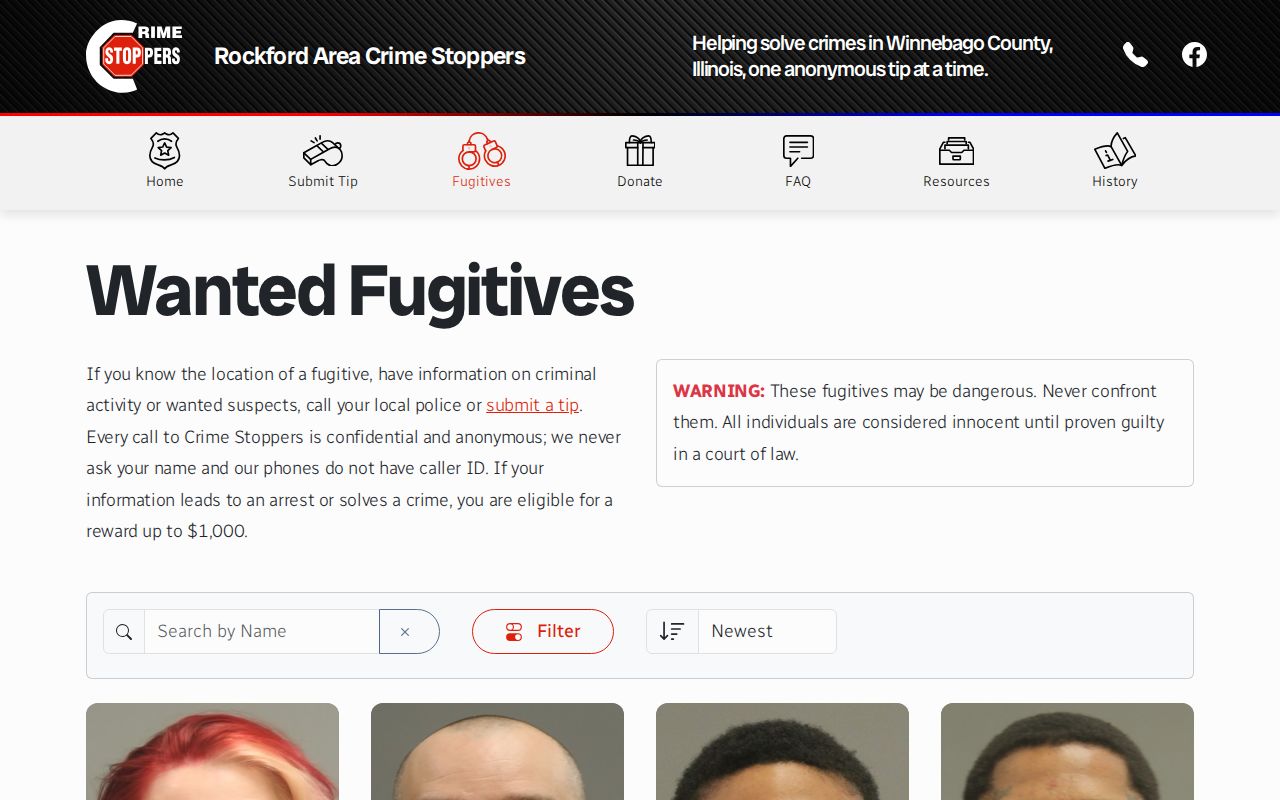 Rockford Area Crime Stoppers Winnebago County fugitives interface